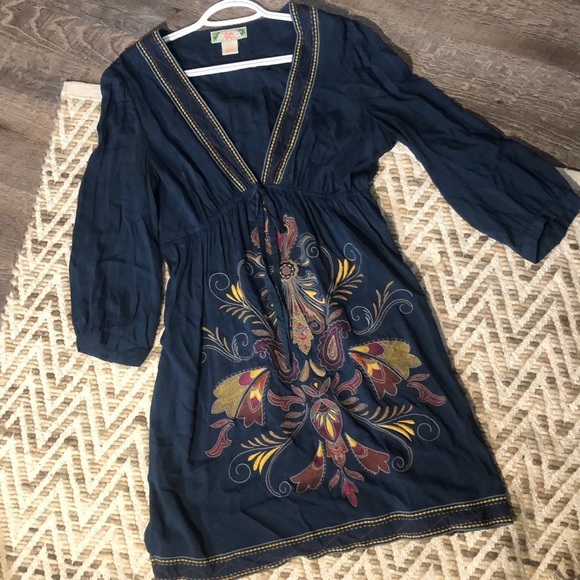 Flying Tomato Dresses & Skirts - Flying Tomato Embroidered Deep V Neck Tunic Dress